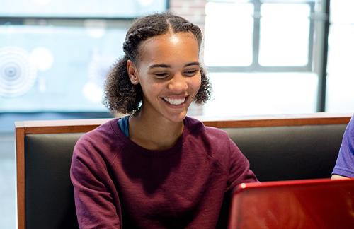 girl working on computer